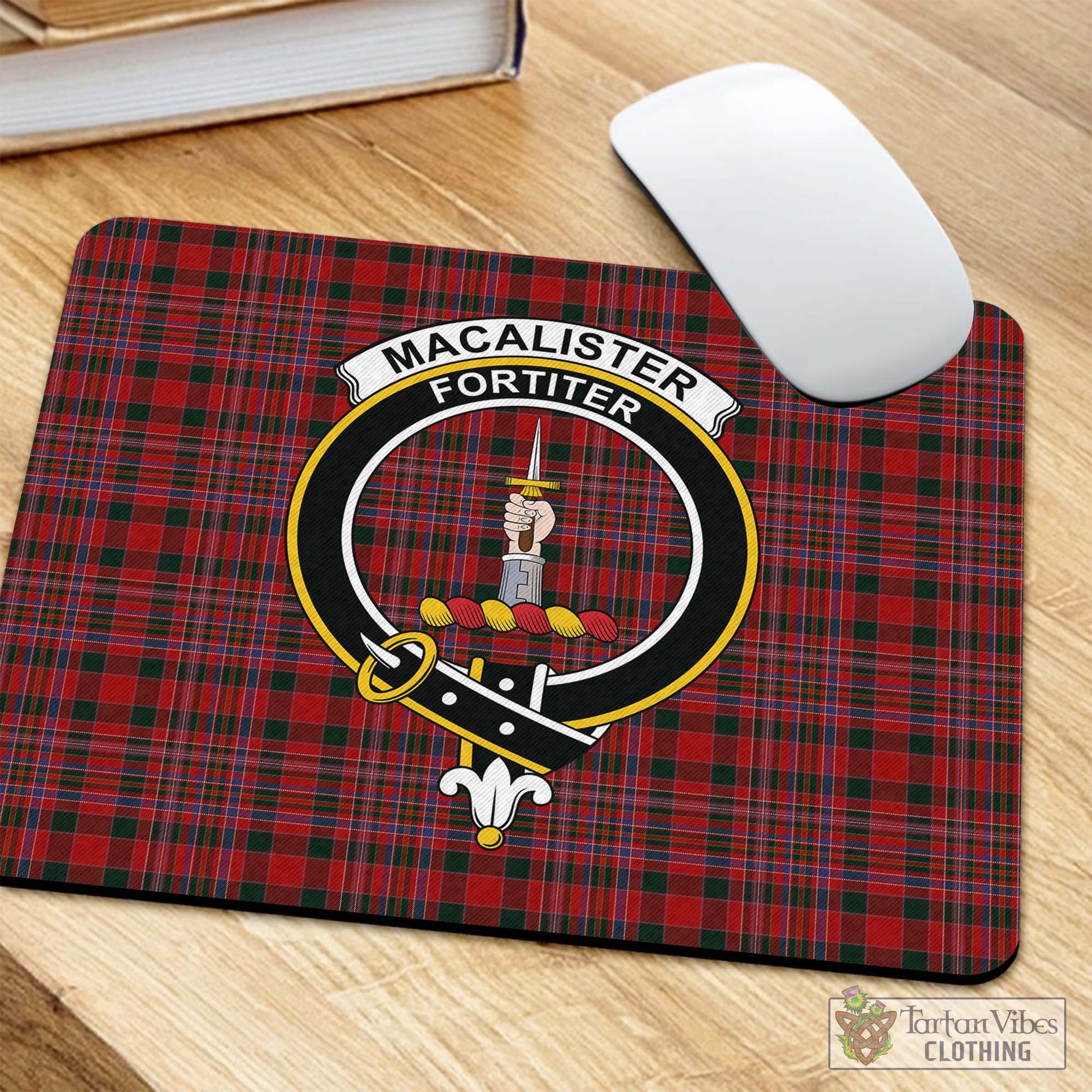 Tartan Vibes Clothing MacAlister Tartan Mouse Pad with Family Crest