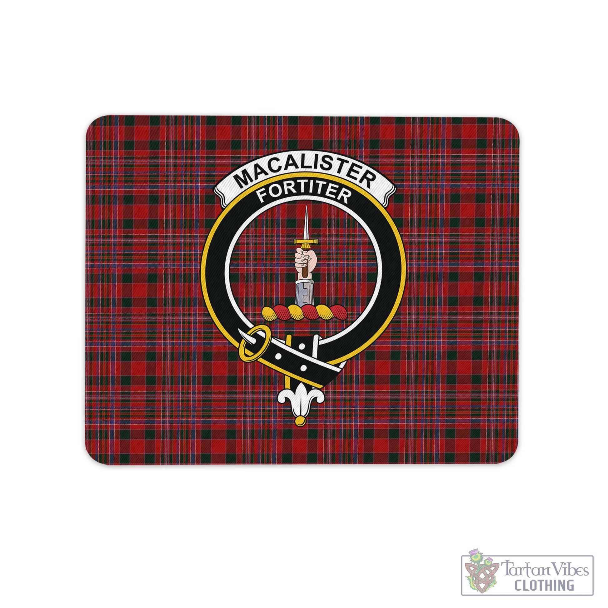 Tartan Vibes Clothing MacAlister Tartan Mouse Pad with Family Crest