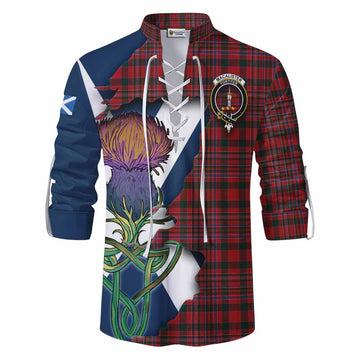 Tartan Vibes Clothing MacAlister (McAlister) Tartan Family Crest Ghillie Kilt Shirt Scottish Thistle Celtic Inspired