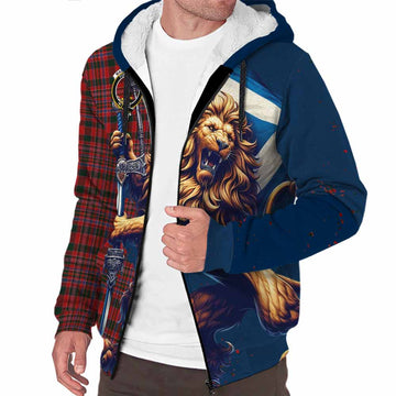 Tartan Vibes Clothing MacAlister (McAlister) Tartan Family Crest Sherpa Hoodie with Scottish Majestic Lion