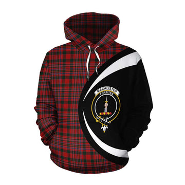 Tartan Vibes Clothing MacAlister (McAlister) Tartan Cotton Hoodie with Family Crest Circle Style