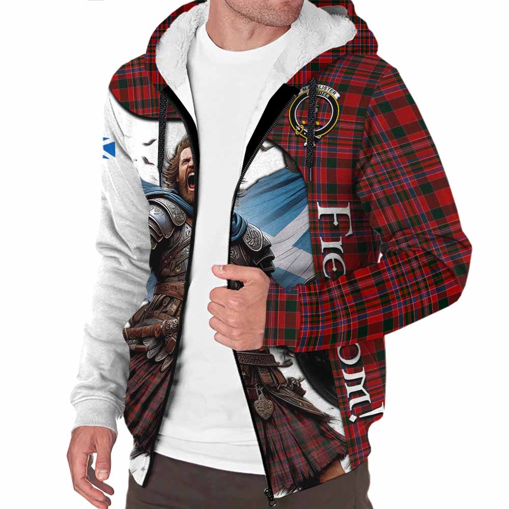 Tartan Vibes Clothing MacAlister (McAlister) Crest Tartan Sherpa Hoodie Inspired by the Freedom of Scottish Warrior