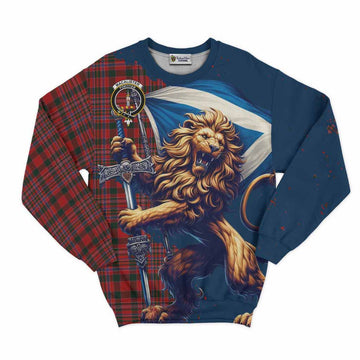 Tartan Vibes Clothing MacAlister (McAlister) Tartan Family Crest Sweatshirt with Scottish Majestic Lion