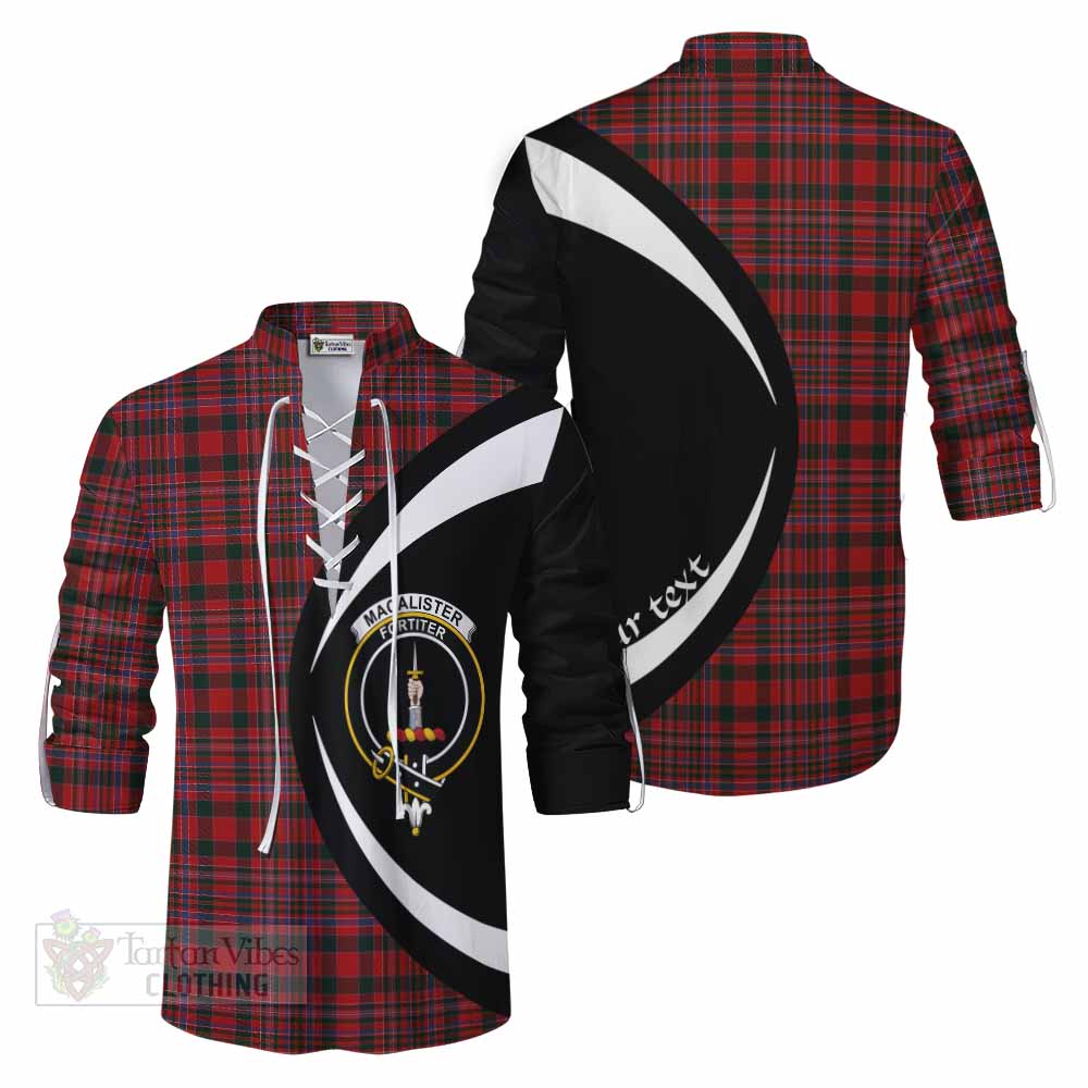 Tartan Vibes Clothing MacAlister (McAlister) Tartan Ghillie Kilt Shirt with Family Crest Circle Style