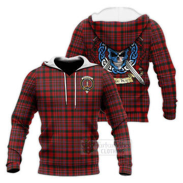 Tartan Vibes Clothing MacAlister (McAlister) Tartan Knitted Hoodie with Family Crest Celtic Skull Style
