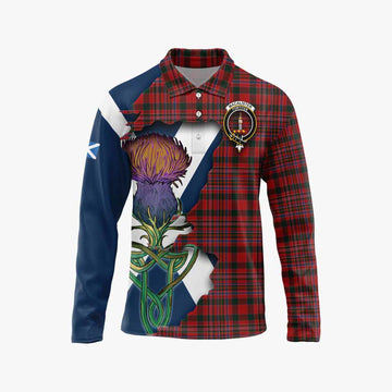 Tartan Vibes Clothing MacAlister (McAlister) Tartan Family Crest Long Sleeve Polo Shirt Scottish Thistle Celtic Inspired