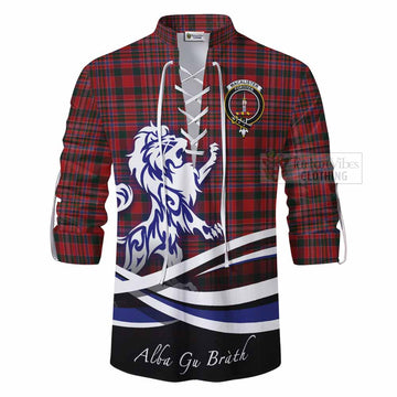 Tartan Vibes Clothing MacAlister (McAlister) Tartan Ghillie Kilt Shirt with Alba Gu Brath Regal Lion Emblem