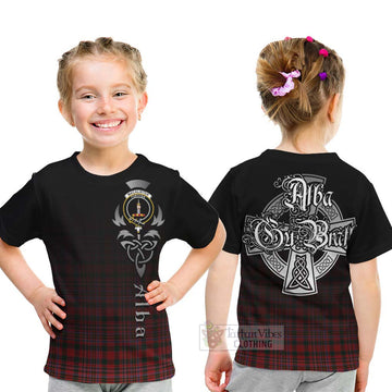 Tartan Vibes Clothing MacAlister (McAlister) Tartan Kid T-Shirt Featuring Alba Gu Brath Family Crest Celtic Inspired