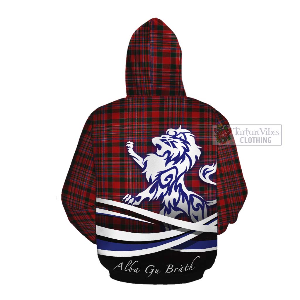 Tartan Vibes Clothing MacAlister (McAlister) Tartan Cotton Hoodie with Alba Gu Brath Regal Lion Emblem