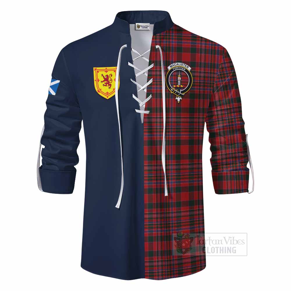 MacAlister (McAlister) Tartan Ghillie Kilt Shirt Alba with Scottish Lion Royal Arm Half Style