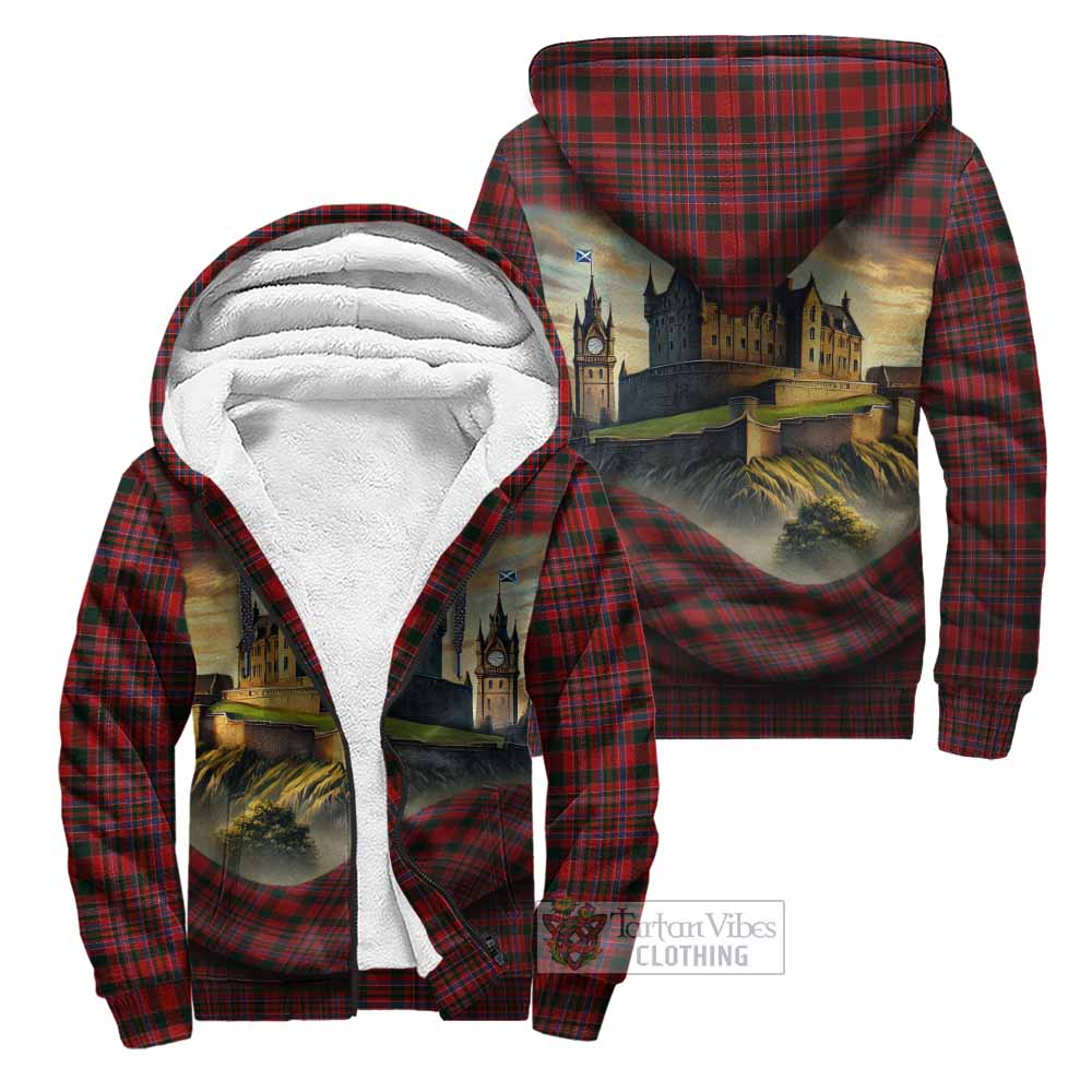 Tartan Vibes Clothing MacAlister (McAlister) Tartan Family Crest Sherpa Hoodie with Scottish Ancient Castle Style