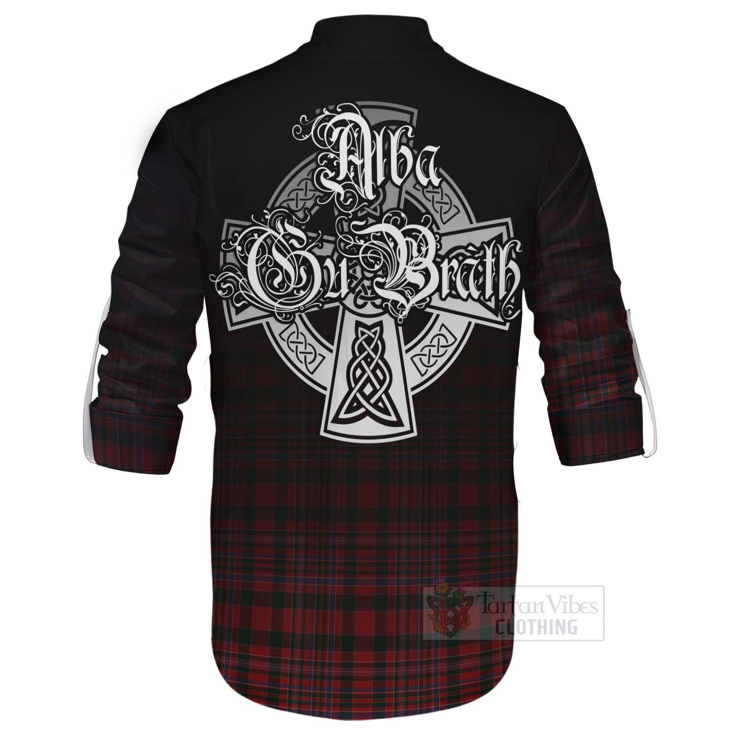 Tartan Vibes Clothing MacAlister (McAlister) Tartan Ghillie Kilt Shirt Featuring Alba Gu Brath Family Crest Celtic Inspired