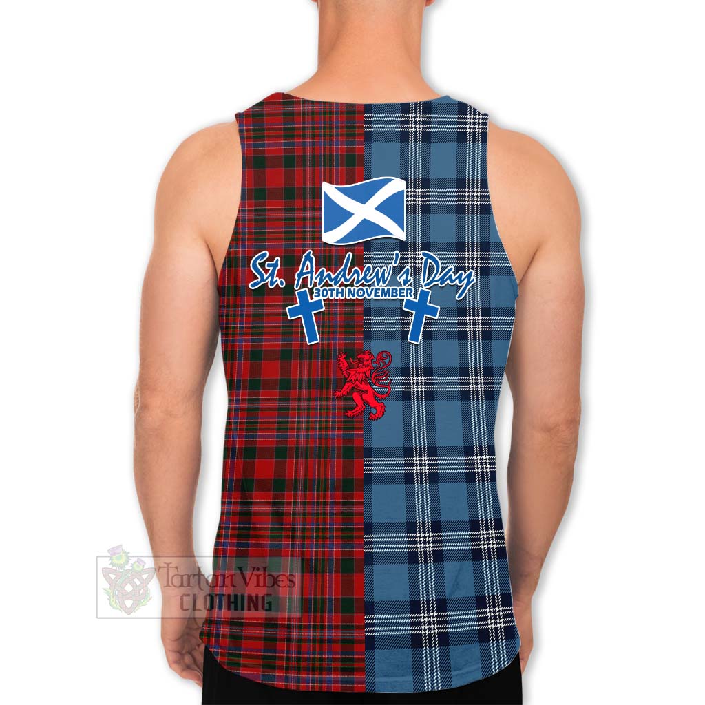 Tartan Vibes Clothing MacAlister (McAlister) Tartan Men's Tank Top Happy St. Andrew's Day Half Tartan Style