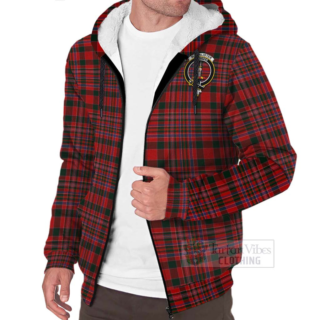 Tartan Vibes Clothing MacAlister (McAlister) Tartan Sherpa Hoodie with Family Crest Celtic Skull Style