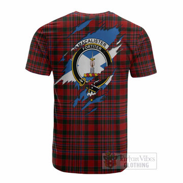 MacAlister (McAlister) Clan Crest In Me Tartan Cotton T-shirt Scotland Flag Style