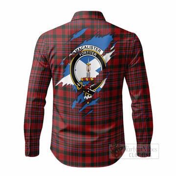 MacAlister (McAlister) Clan Crest In Me Tartan Long Sleeve Button Shirts Scotland Flag Style