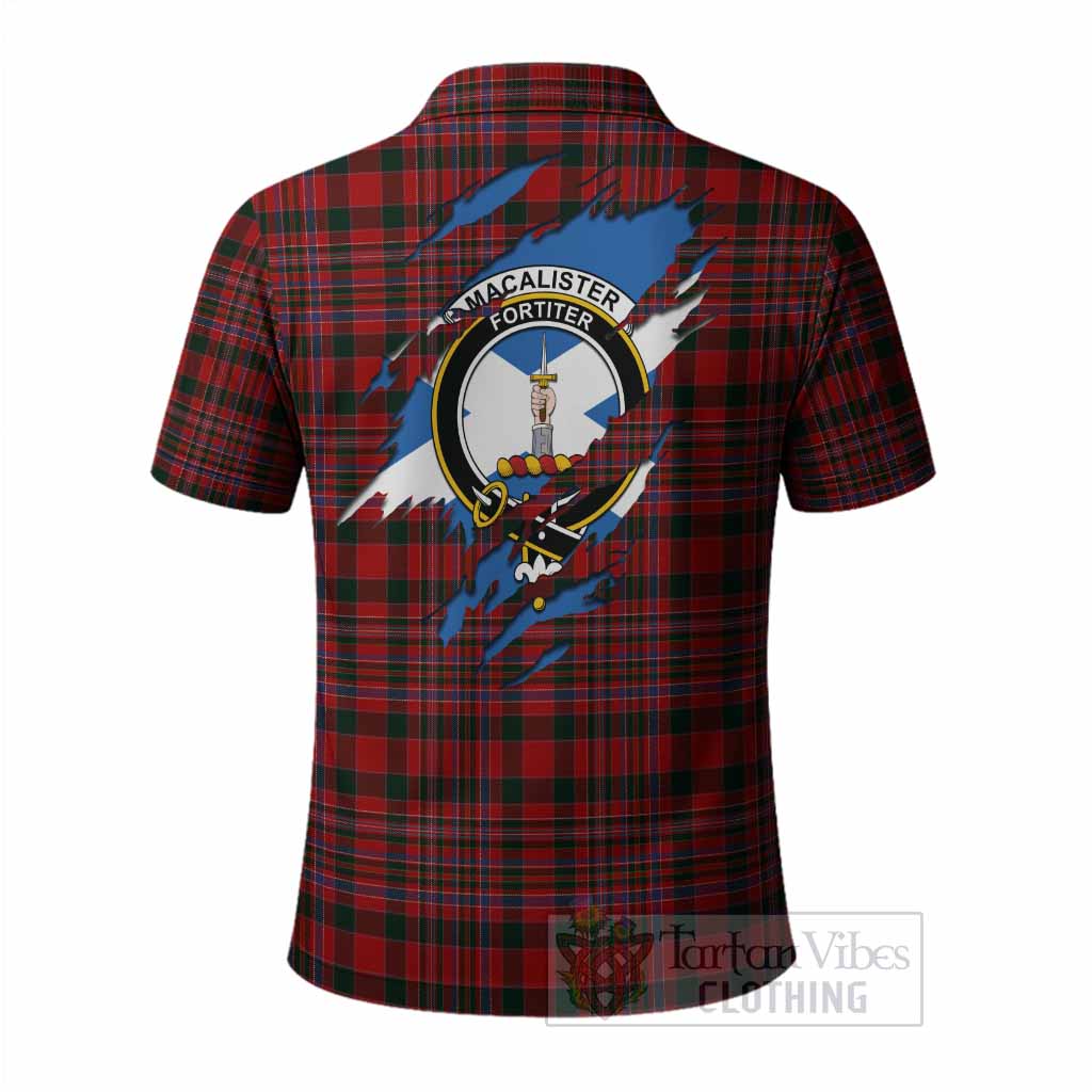 MacAlister (McAlister) Clan Crest In Me Tartan Polo Shirt Scotland Flag Style