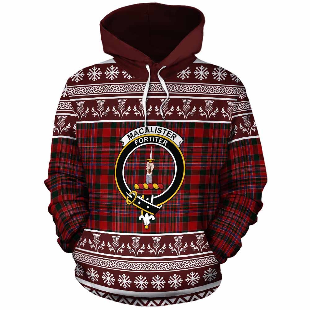 MacAlister (McAlister) Clan Tartan Christmas Cotton Hoodie with Family Crest - Tartan Vibes Clothing