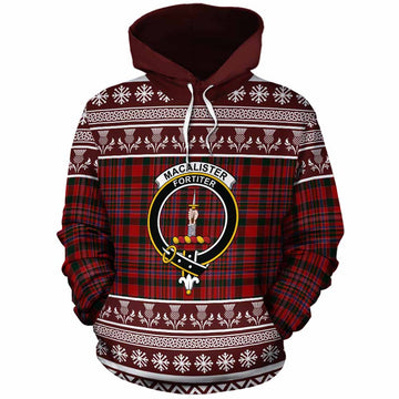 MacAlister (McAlister) Clan Tartan Christmas Cotton Hoodie with Family Crest