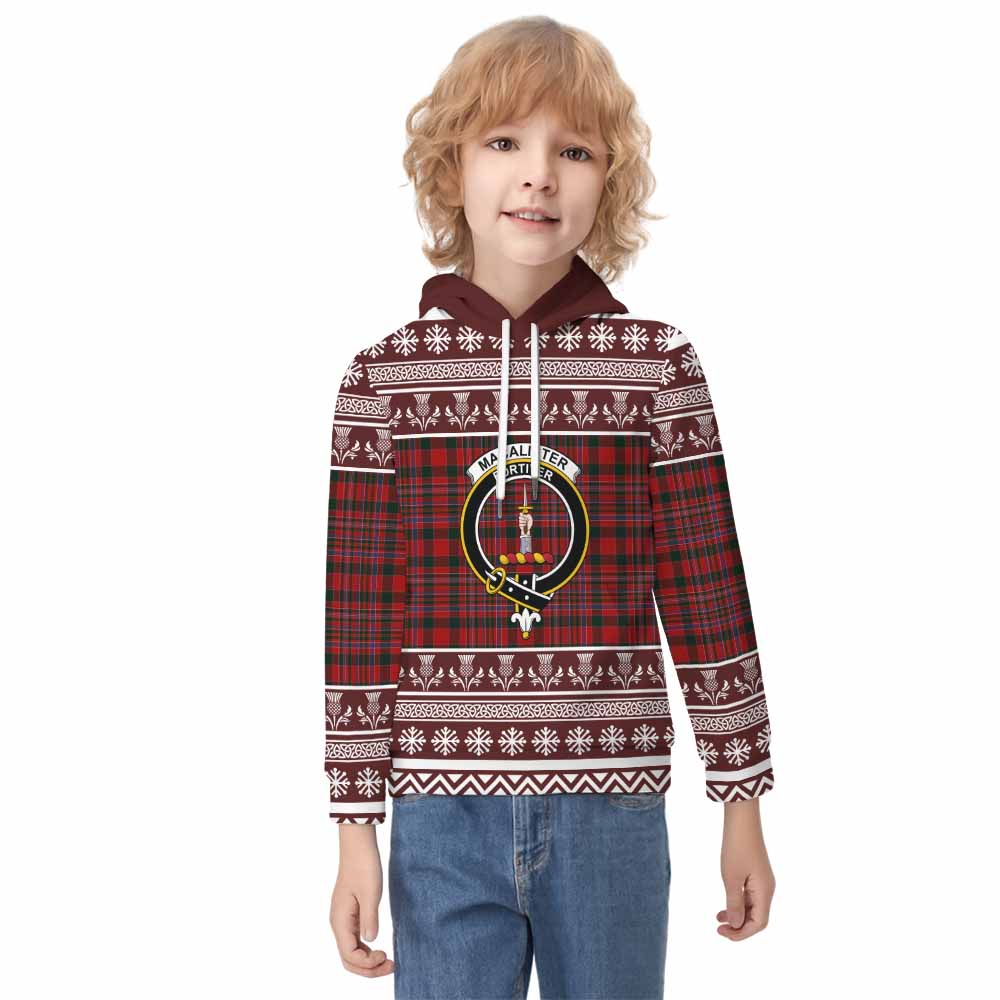 MacAlister (McAlister) Clan Tartan Christmas Kid Hoodie with Family Crest - Tartan Vibes Clothing