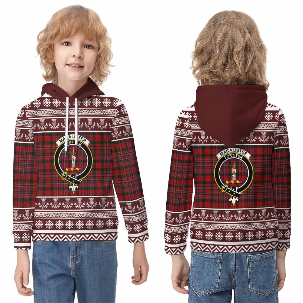 MacAlister (McAlister) Clan Tartan Christmas Kid Hoodie with Family Crest - Tartan Vibes Clothing