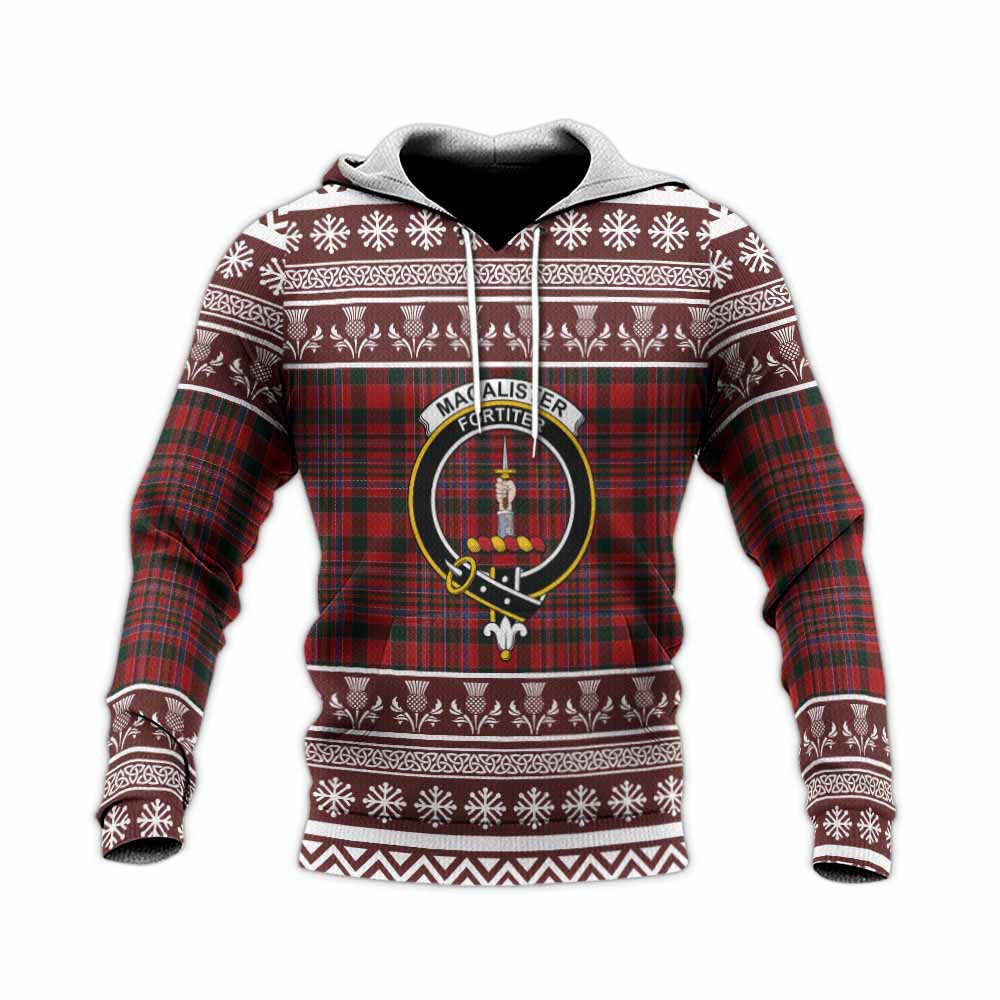 MacAlister (McAlister) Clan Tartan Christmas Knitted Hoodie with Family Crest - Tartan Vibes Clothing