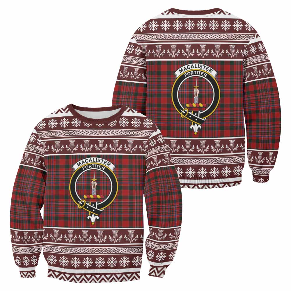 MacAlister (McAlister) Clan Tartan Christmas Sweatshirt with Family Crest - Tartan Vibes Clothing