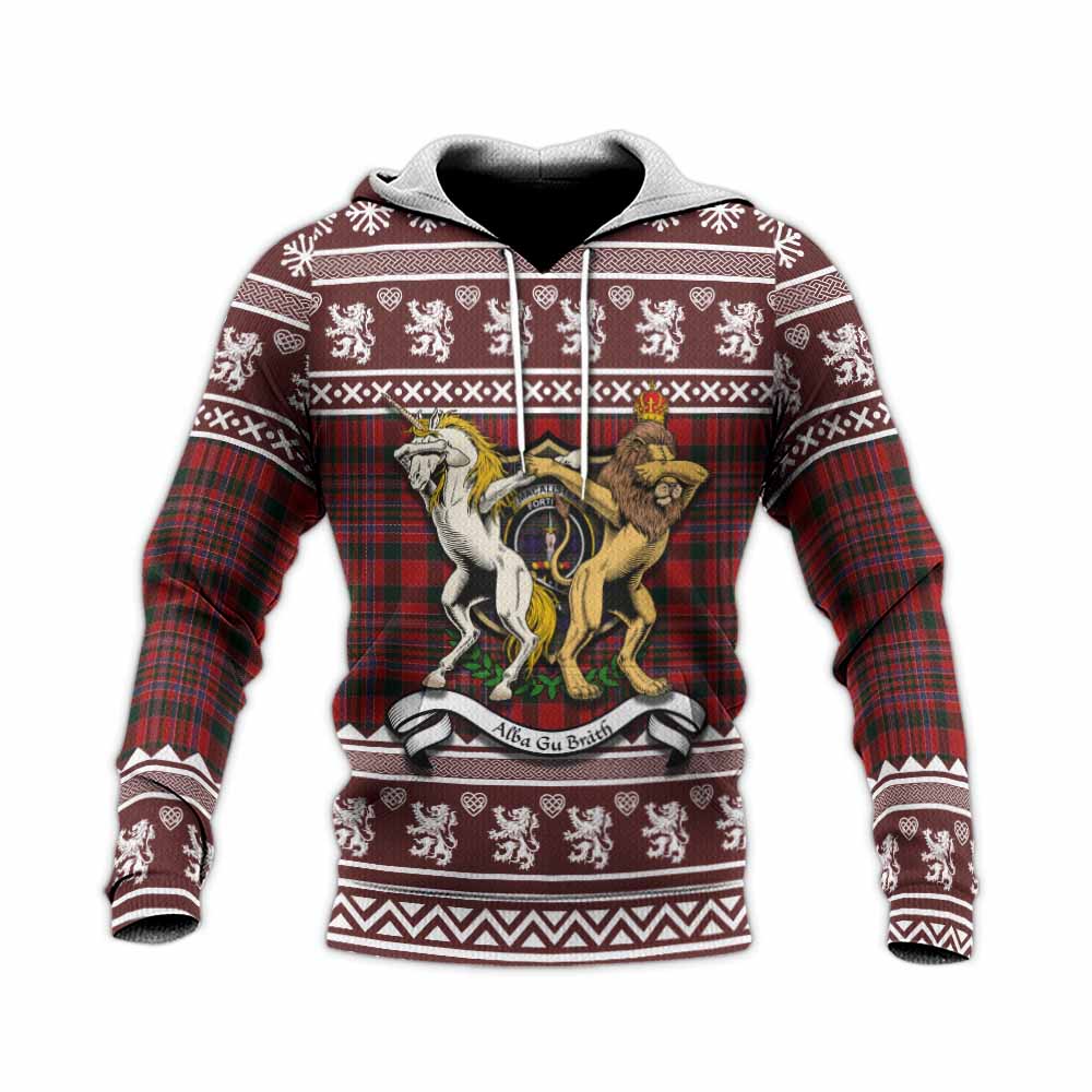MacAlister (McAlister) Clan Tartan Crest Christmas Knitted Hoodie Coat of Arms Funny Style - Tartan Vibes Clothing