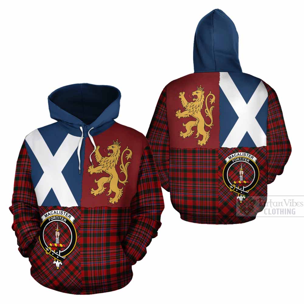 MacAlister (McAlister) Crest Tartan Cotton Hoodie with Lion Rampant Saltire Style - Tartan Vibes Clothing