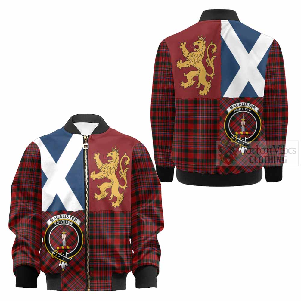 MacAlister (McAlister) Crest Tartan Kid Bomber Jacket with Lion Rampant Saltire Style - Tartan Vibes Clothing