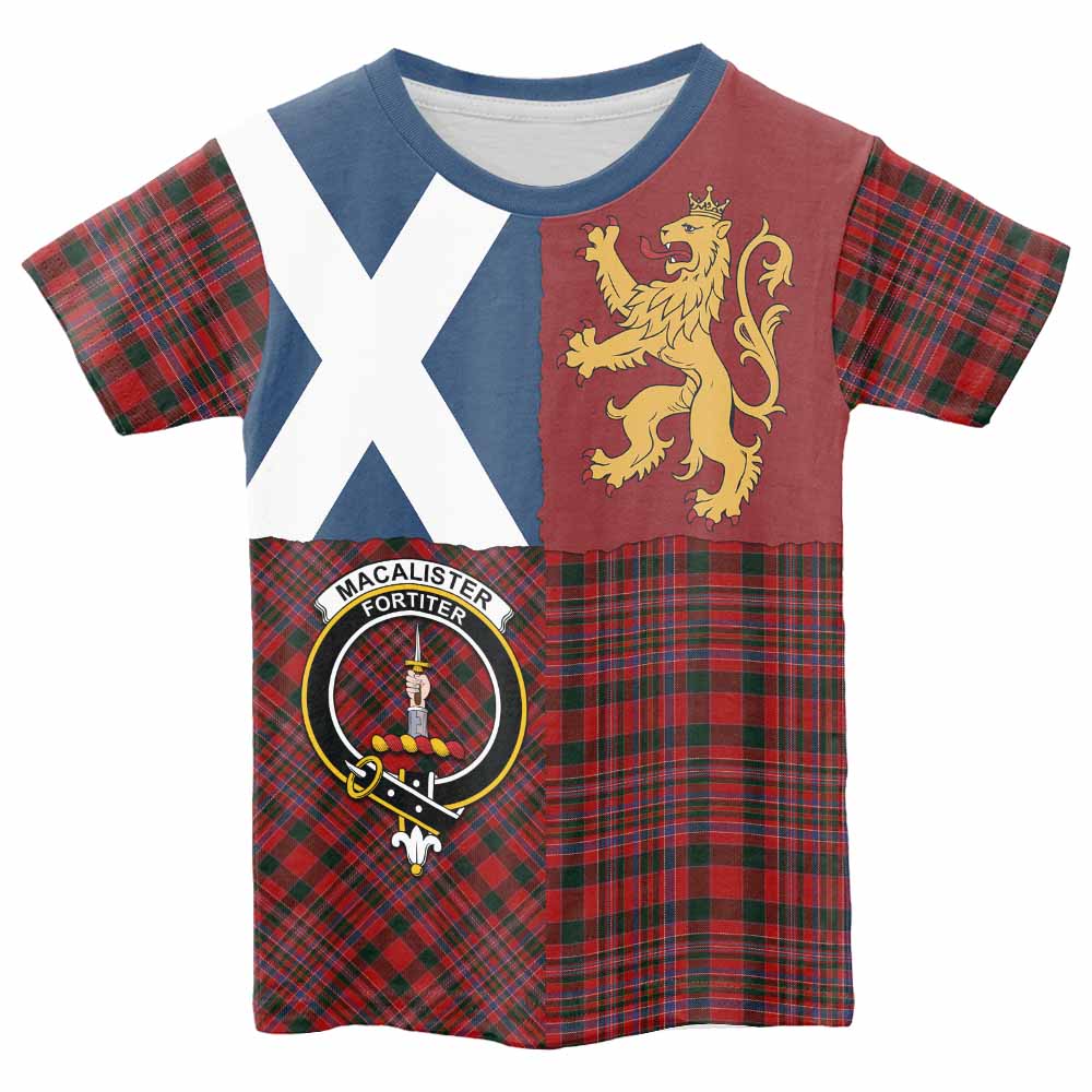 MacAlister (McAlister) Crest Tartan Kid T-shirt with Lion Rampant Saltire Style - Tartan Vibes Clothing