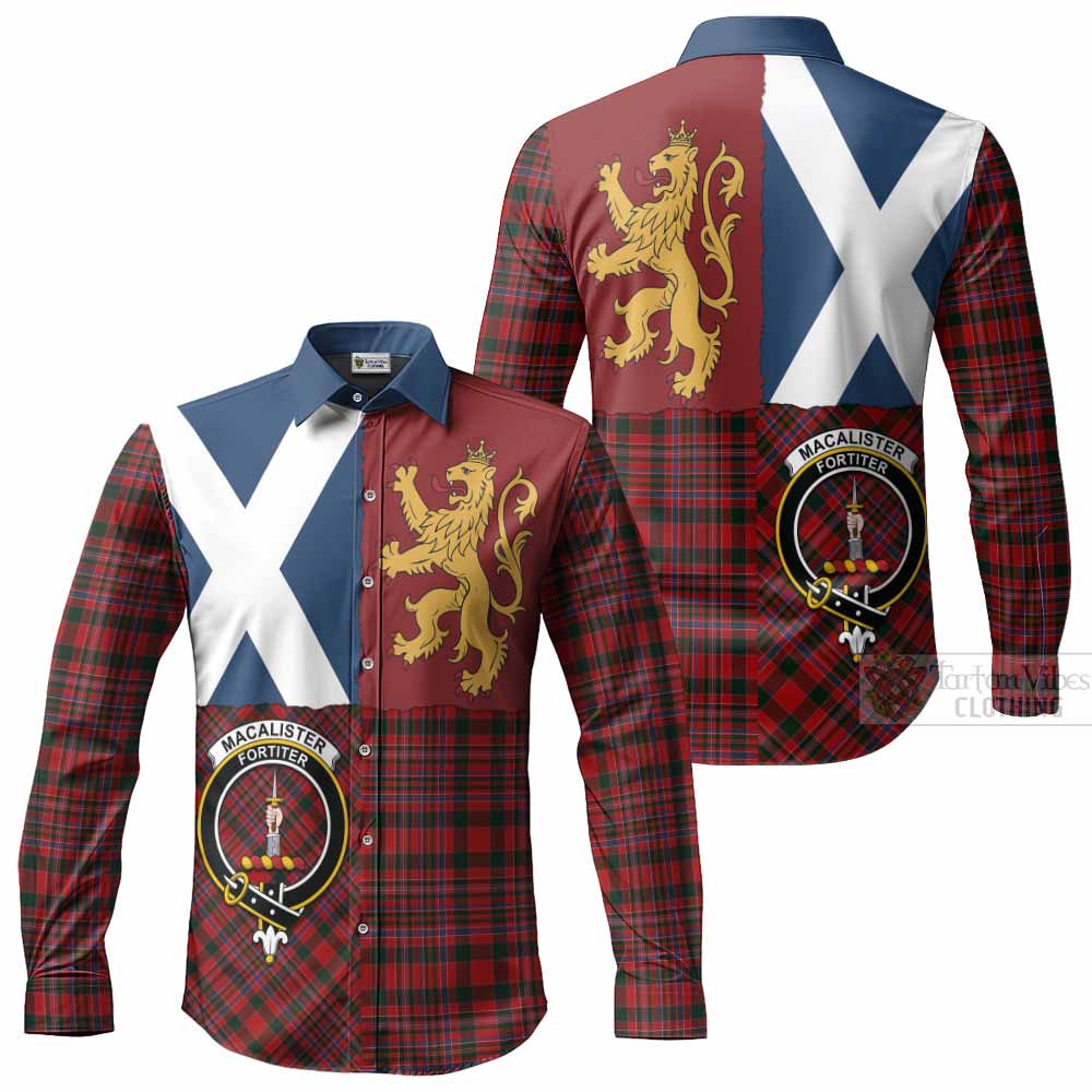 MacAlister (McAlister) Crest Tartan Long Sleeve Button Shirts with Lion Rampant Saltire Style