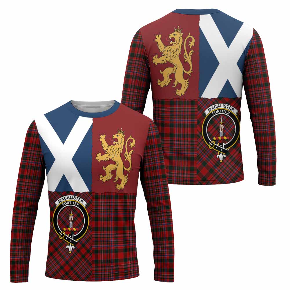 MacAlister (McAlister) Crest Tartan Long Sleeve T-Shirt with Lion Rampant Saltire Style