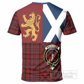 MacAlister (McAlister) Crest Tartan T-Shirt with Lion Rampant Saltire Style
