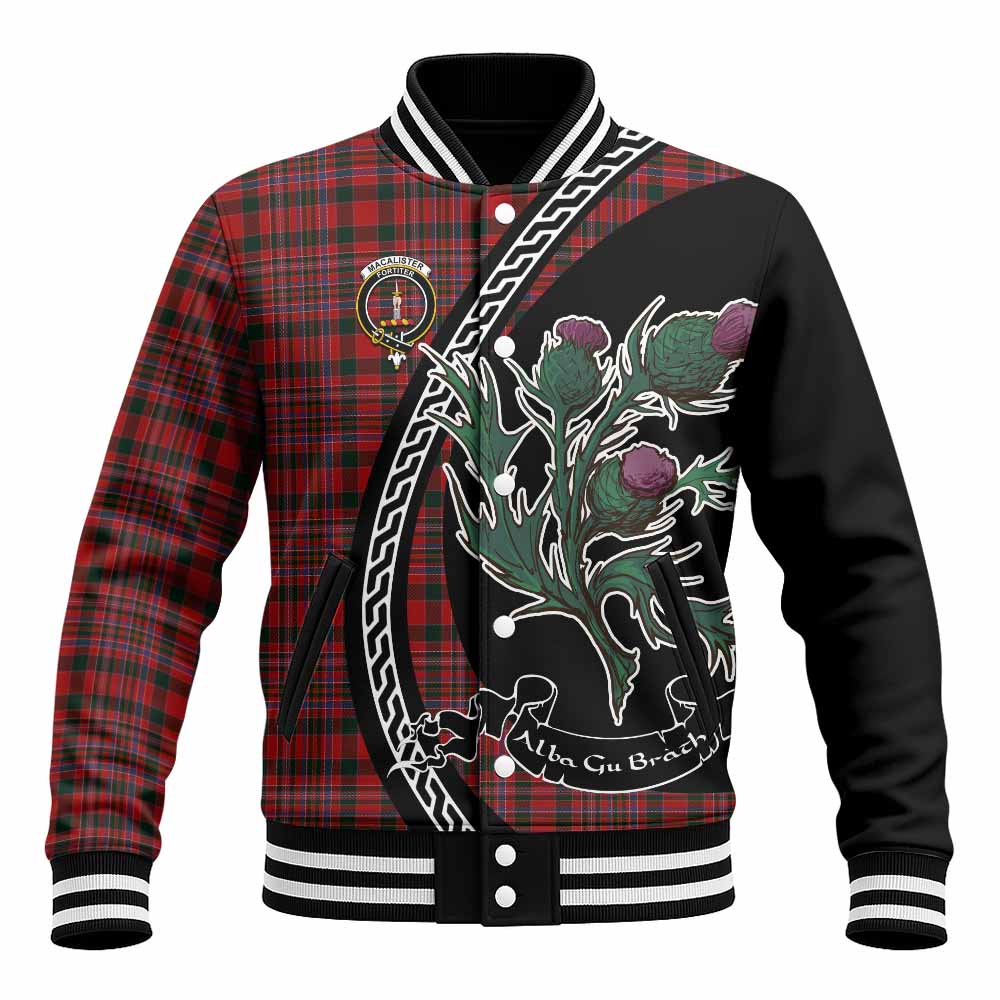 MacAlister (McAlister) Family Crest Tartan Baseball Jacket Alba Thistle Inspired - Tartan Vibes Clothing