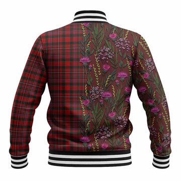 MacAlister (McAlister) Family Crest Tartan Baseball Jacket Scottish Thistle Flower Pattern Half Style