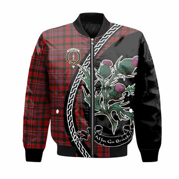 MacAlister (McAlister) Family Crest Tartan Bomber Jacket Alba Thistle Inspired