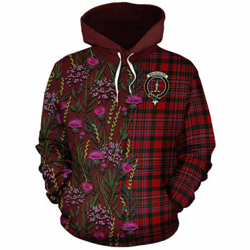 MacAlister (McAlister) Family Crest Tartan Cotton Hoodie Scottish Thistle Flower Pattern Half Style