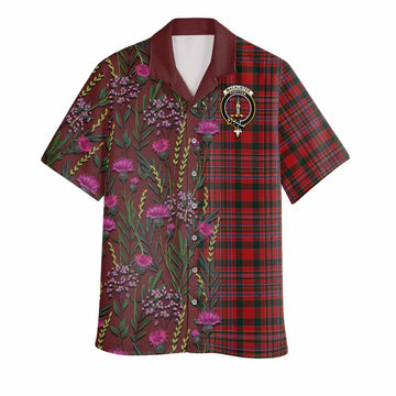 MacAlister (McAlister) Family Crest Tartan Hawaiian Shirt Scottish Thistle Flower Pattern Half Style