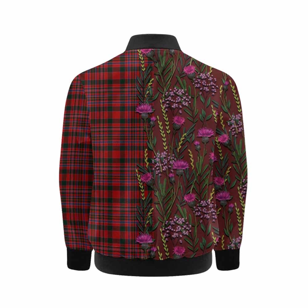 MacAlister (McAlister) Family Crest Tartan Kid Bomber Jacket Scottish Thistle Flower Pattern Half Style - Tartan Vibes Clothing