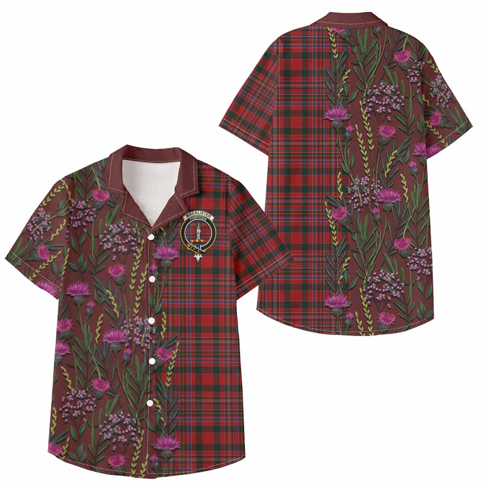 MacAlister (McAlister) Family Crest Tartan Kid Hawaiian Shirt Scottish Thistle Flower Pattern Half Style - Tartan Vibes Clothing