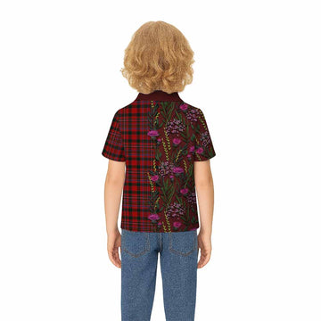 MacAlister (McAlister) Family Crest Tartan Kid Polo Shirt Scottish Thistle Flower Pattern Half Style - Tartan Vibes Clothing