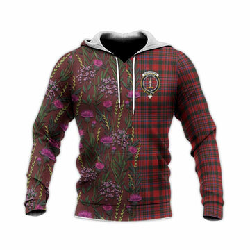 MacAlister (McAlister) Family Crest Tartan Knitted Hoodie Scottish Thistle Flower Pattern Half Style