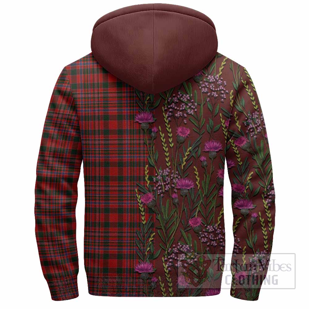 MacAlister (McAlister) Family Crest Tartan Sherpa Hoodie Scottish Thistle Flower Pattern Half Style - Tartan Vibes Clothing