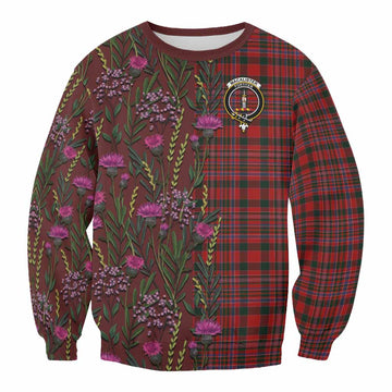 MacAlister (McAlister) Family Crest Tartan Sweatshirt Scottish Thistle Flower Pattern Half Style