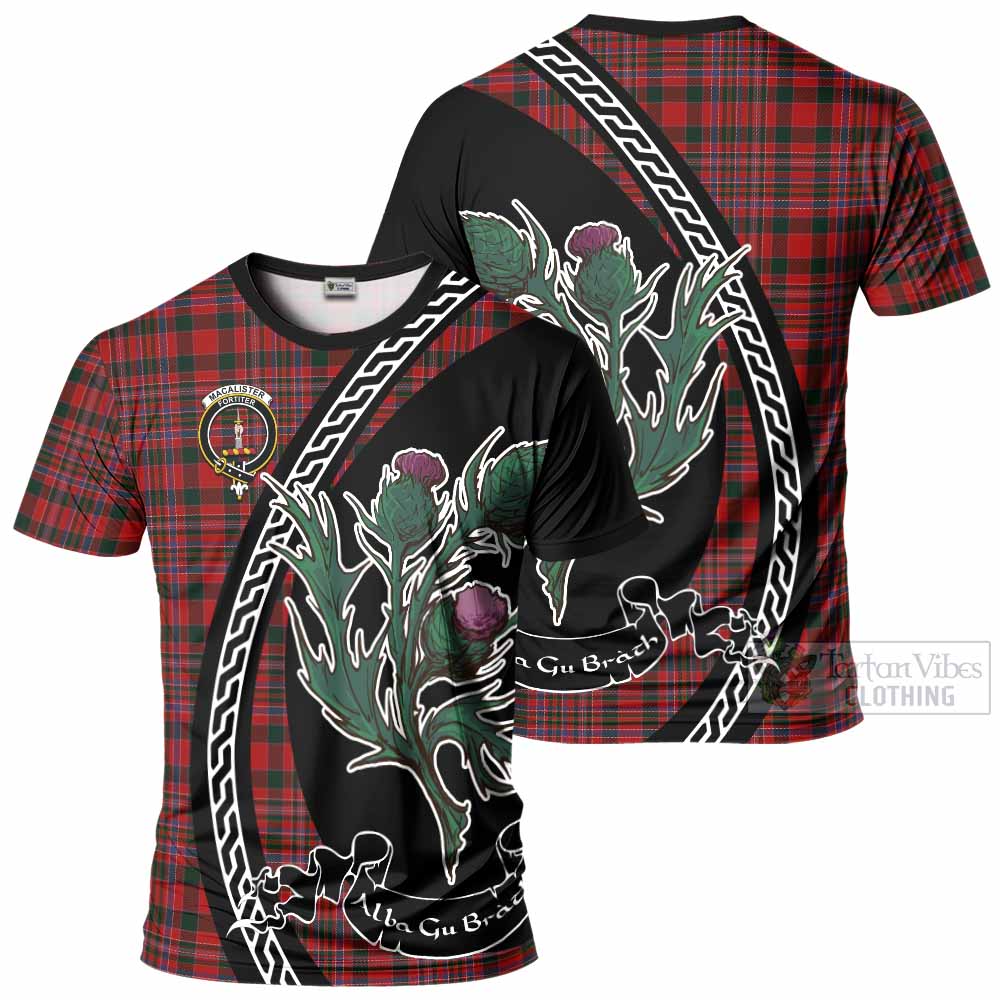 MacAlister (McAlister) Family Crest Tartan T-Shirt Alba Thistle Inspired - Tartan Vibes Clothing
