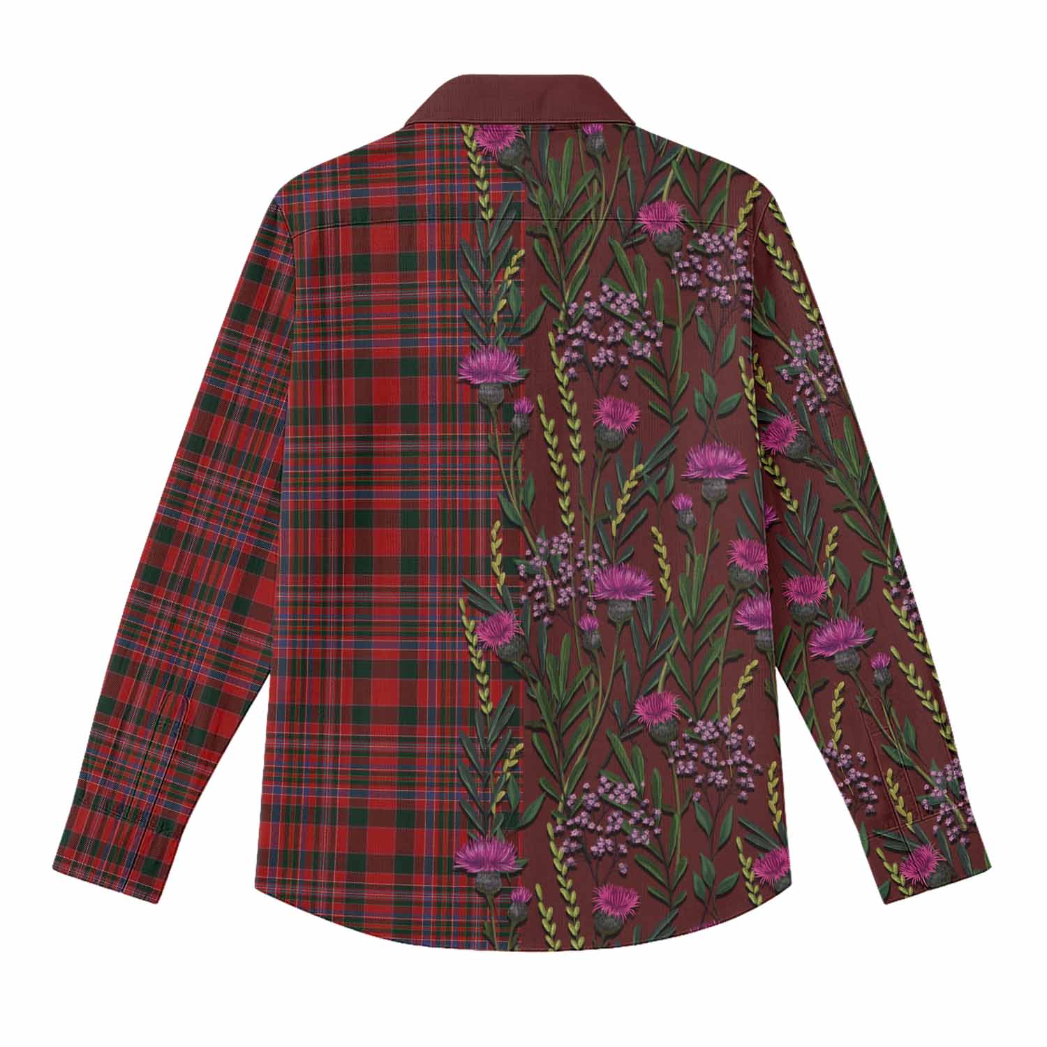MacAlister (McAlister) Family Crest Tartan Women Casual Shirt Scottish Thistle Flower Pattern Half Style - Tartan Vibes Clothing