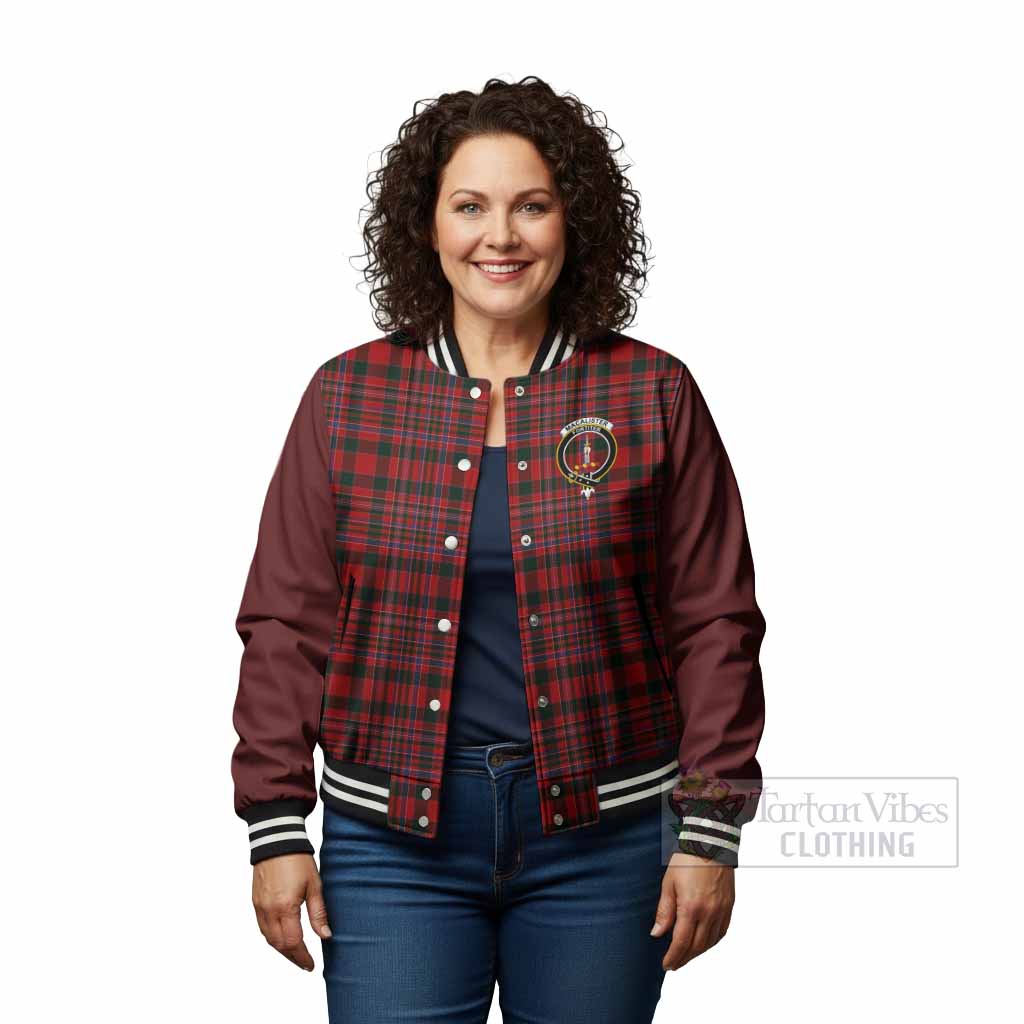MacAlister (McAlister) Tartan Accent Baseball Jacket with Family Crest