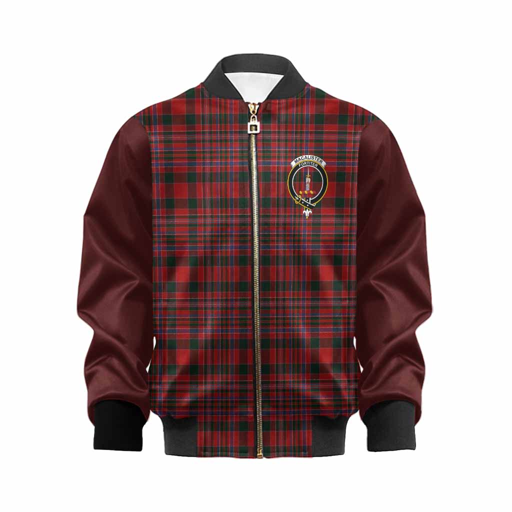 MacAlister (McAlister) Tartan Accent Kid Bomber Jacket with Family Crest