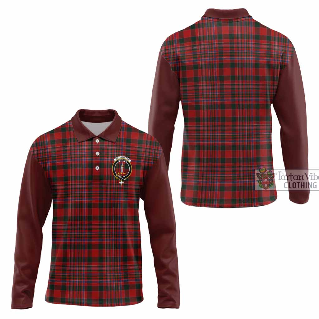 MacAlister (McAlister) Tartan Accent Long Sleeve Polo Shirt with Family Crest